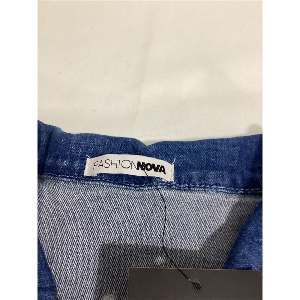 Fashion Nova Womens L Dress Blue Distressed‎ Denim One Piece 58920 - Picture 4 of 8